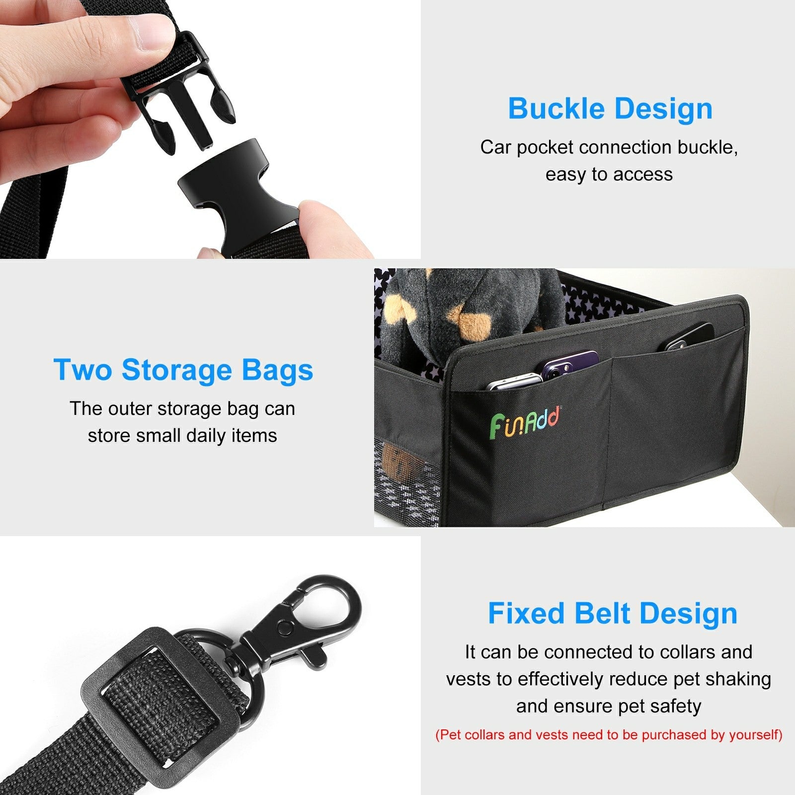 FUNADD FA2003 Anti-dirt Car Trip Pet Safety Seat Breathable Dog Cat Nest FUNADD FA2003 Anti-dirt Car Trip Pet Safety Seat Breathable Dog Cat Nest